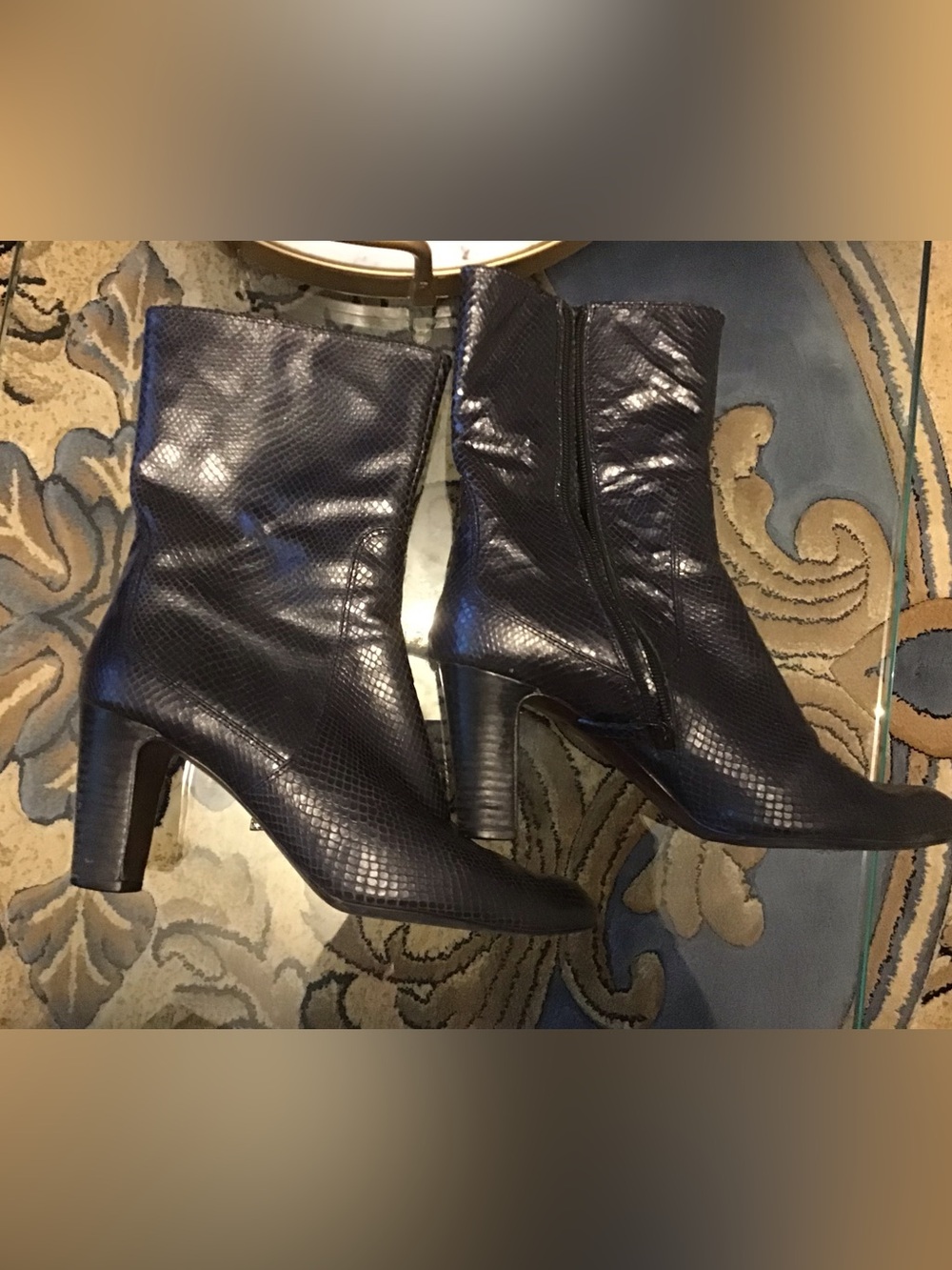Cole Haan Women’s Textured Dark gray Mid-Heel Ankle Boots